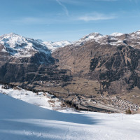 Abfahrt an der Luftseilbahn Pesciüm-Sasso della Boggia, März 2023