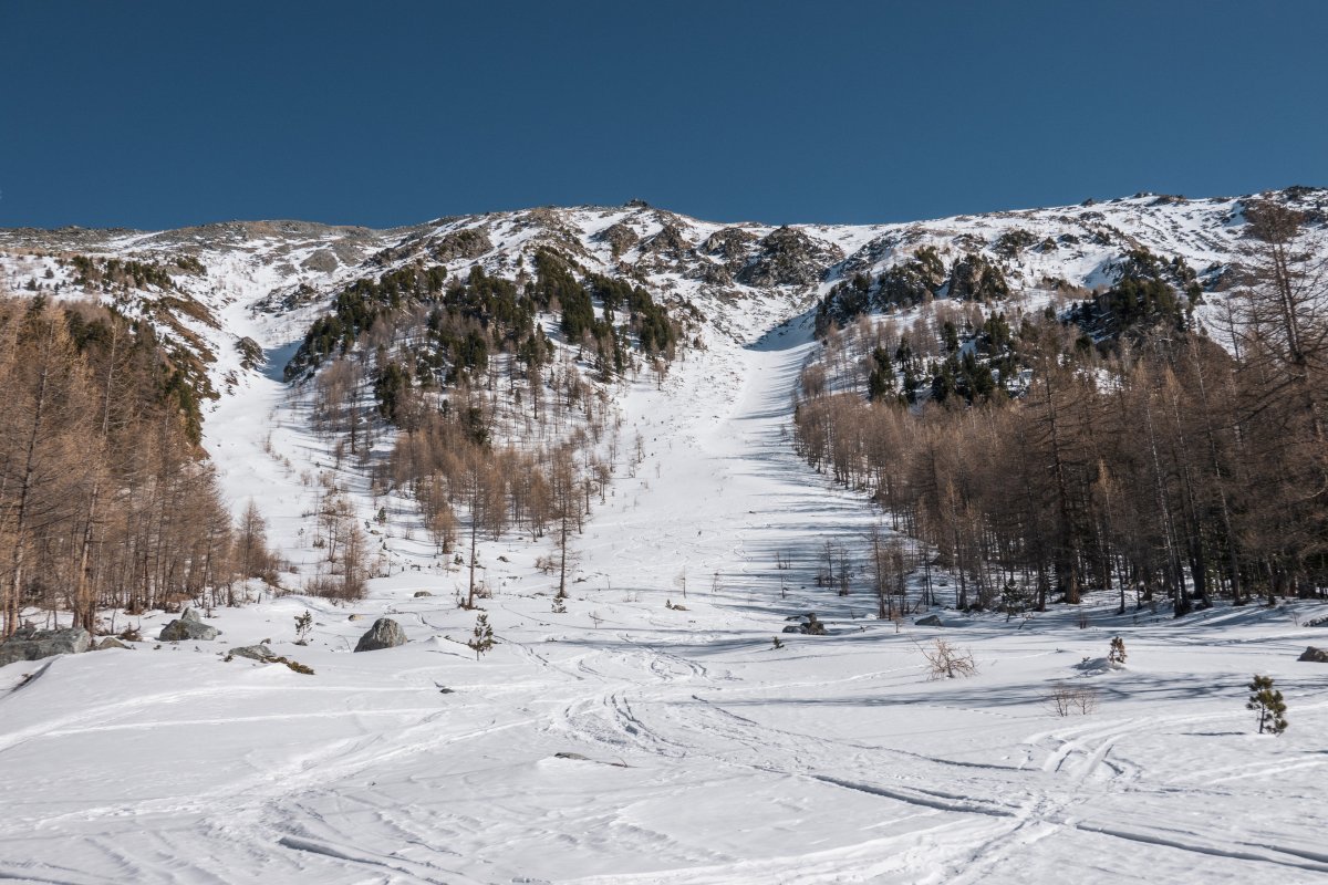 Lawinenkegel im Skigebiet Unterbäch, März 2022