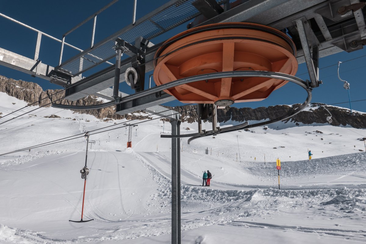 Technik Schlepplift mit zwei Förderseilen auf der Belalp