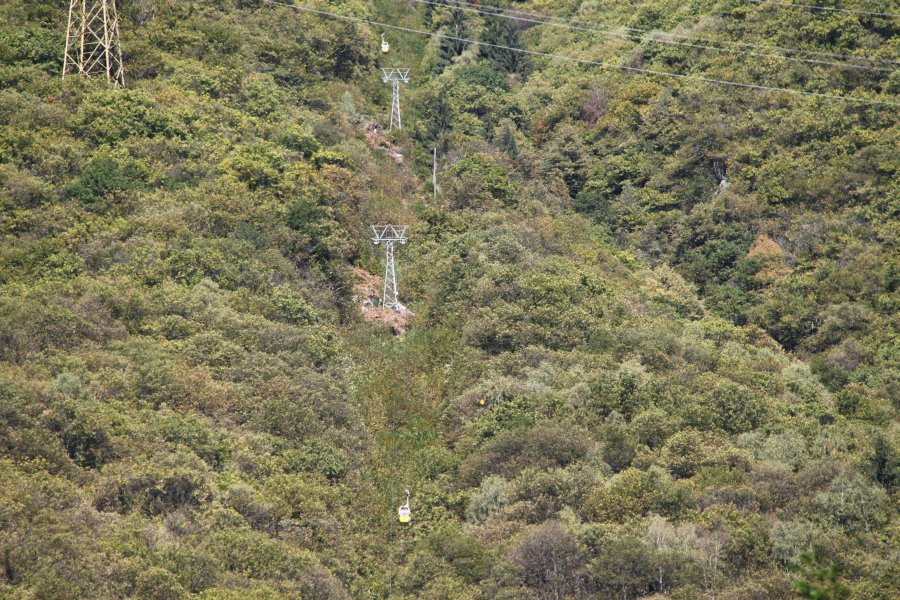 Streckenmitte der Luftseilbahn Lumino-Saurù, Oktober 2010