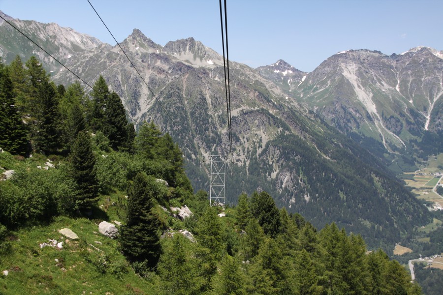 Talfahrt mit der Luftseilbahn Pranzaira-Albigna, Juli 2010