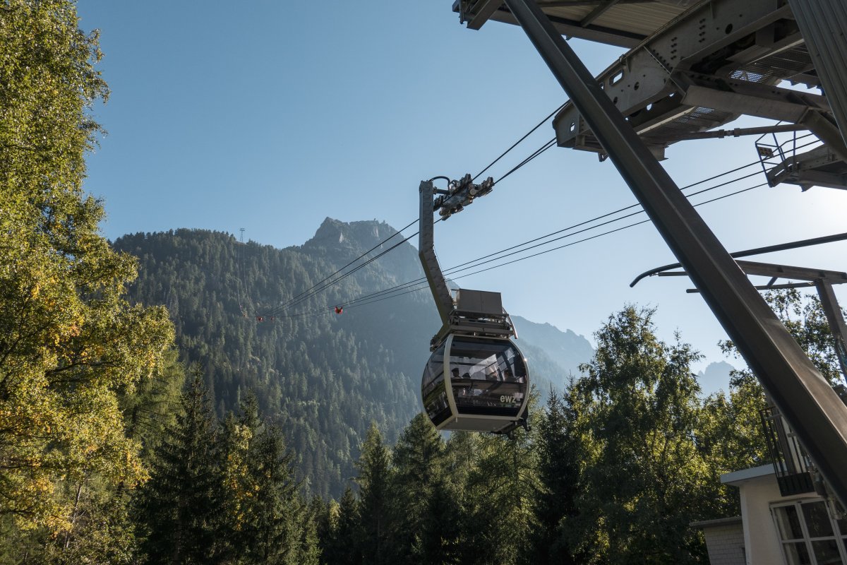 Talstation der Luftseilbahn Pranzaira-Albigna, September 2023
