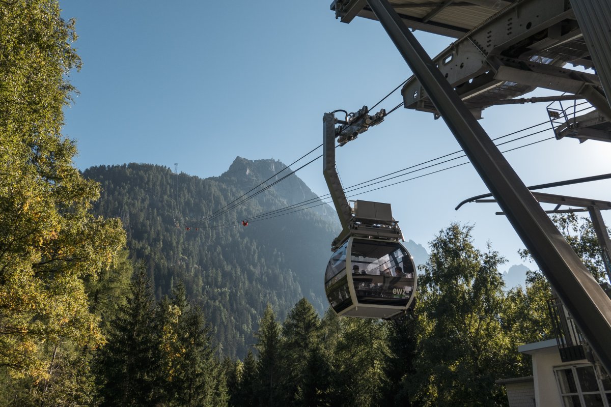 Talstation der Luftseilbahn Pranzaira-Albigna, September 2023