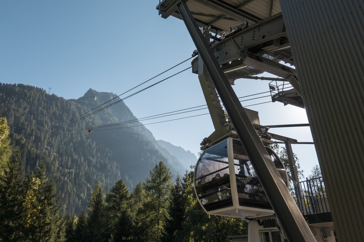 Talstation der Luftseilbahn Pranzaira-Albigna, September 2023