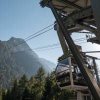 Talstation der Luftseilbahn Pranzaira-Albigna, September 2023