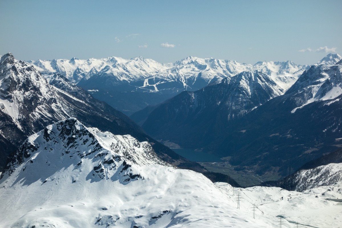 Panorama vom Piz Lagalb auf das Puschlav und Aprica