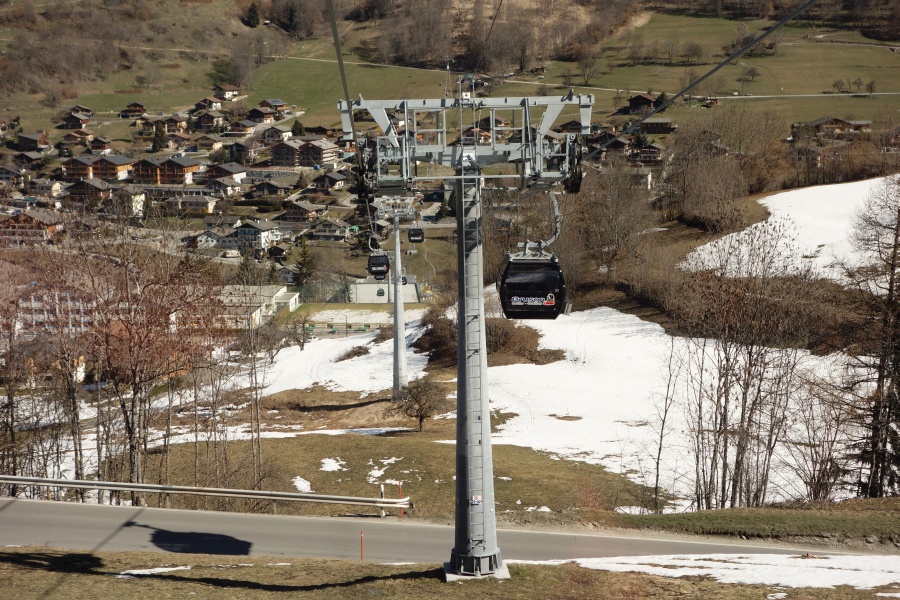 Kabinenbahn Le Châble-Mayens de Bruson, März 2014