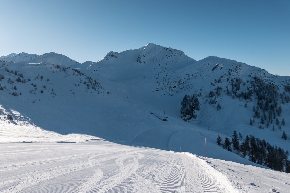 Abfahrt zum Schlepplift Grand Tsay, Februar 2023