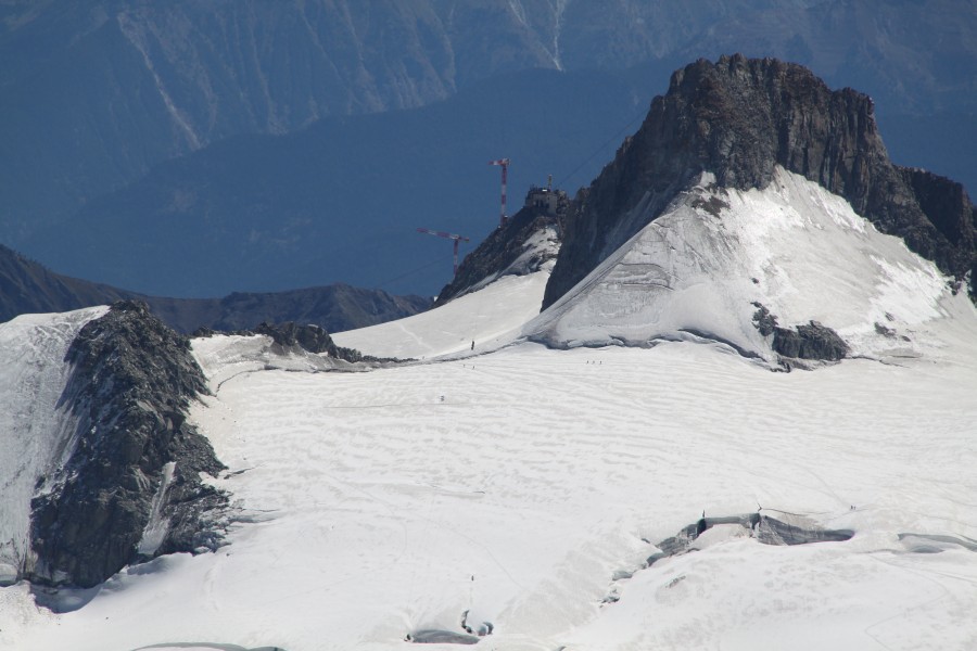 Gruppenumlaufbahn Vallée Blanche, Blick zur Pointe Helbronner, August 2011