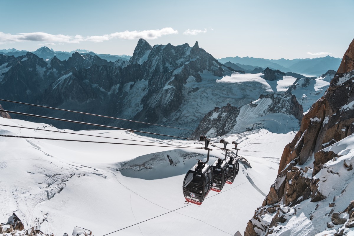 Télécabine Vallée Blanche zwischen Aiguille du Midi und Punta Helbronner am Mont Blanc