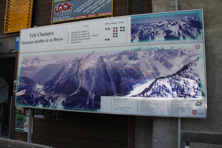 Pistenplan Skigebiet Champex, August 2011