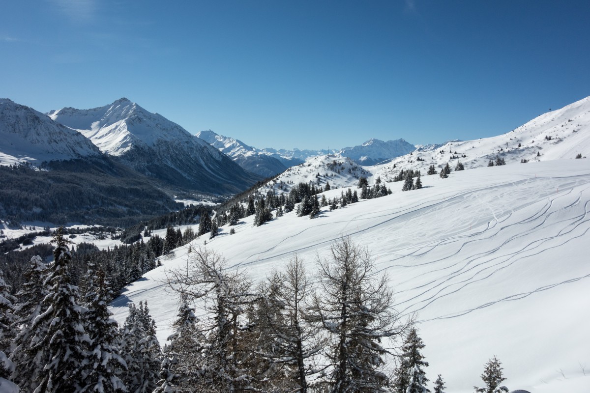 Panorama von der Sesselbahn Churwalden-Alp Stätz, März 2015