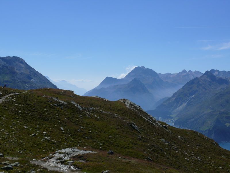 Blick in Richtung Malojapass und Bergell, August 2007