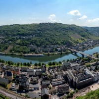 Panorama vom Pinnerkreuz auf Cochem und die Mosel, Mai 2017