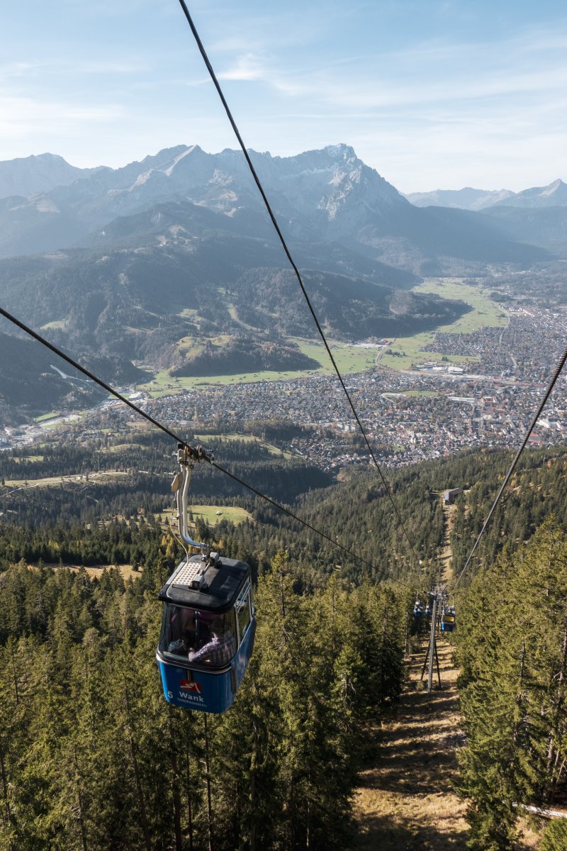 Wankbahn mit Garmisch-Partenkirchen und Zugspitze