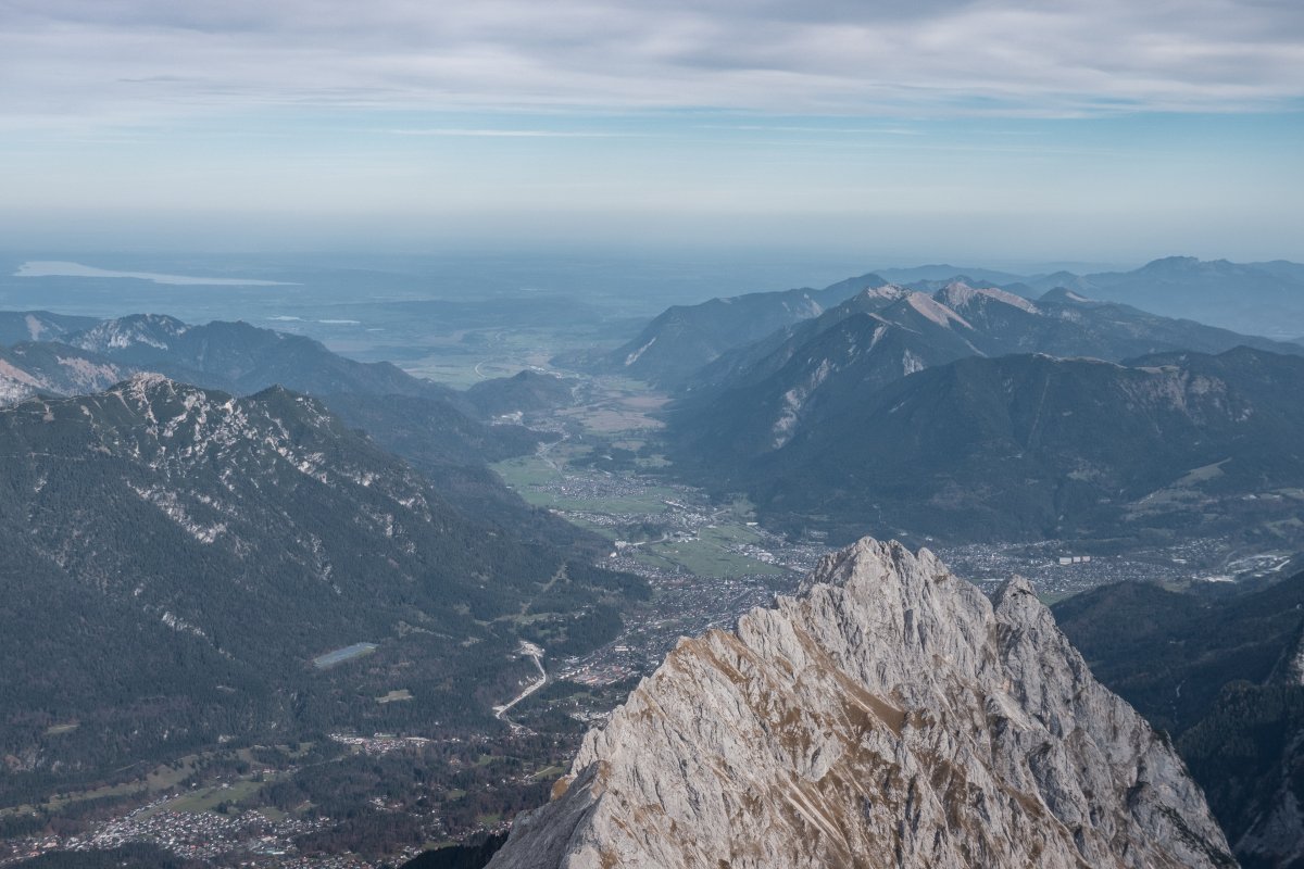 Panorama von der Zugspitze auf Garmisch-Partenkirchen