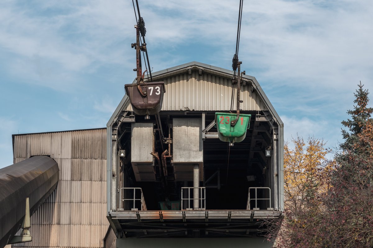 Talstation der Materialseilbahn Leimen-Nußloch, Dezember 2022
