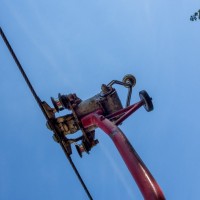 Von Heckel in Lizenz genutzte Klemme System Carlevaro an der Kabinenbahn Deutsch-Französischer Garten, Mai 2017