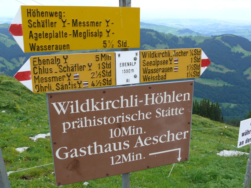 Wegweiser auf der Ebenalp, Juli 2008