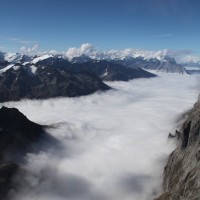 Blick vom Titlis auf das Nebelmeer im Gadmertal, September 2012