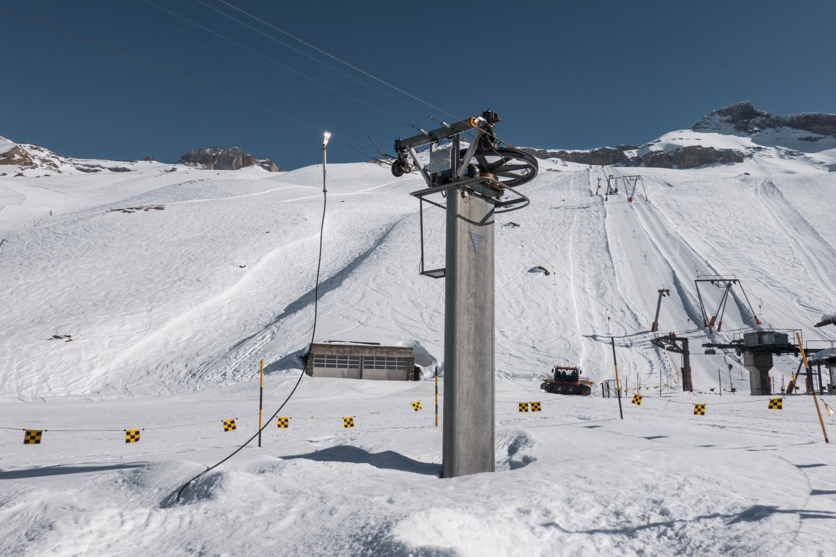 Talstation des Verbindungslifts Engstligenalp, März 2026