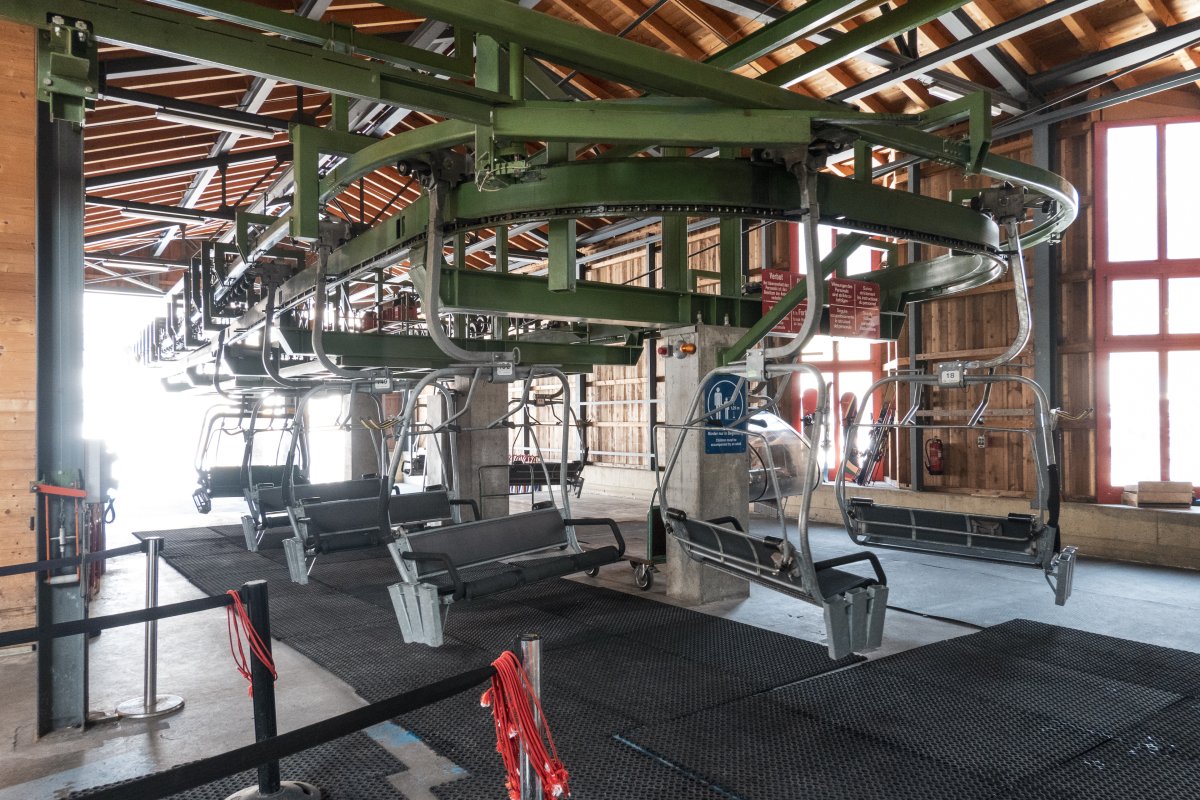 Talstation der Sesselbahn Flims-Foppa, März 2022