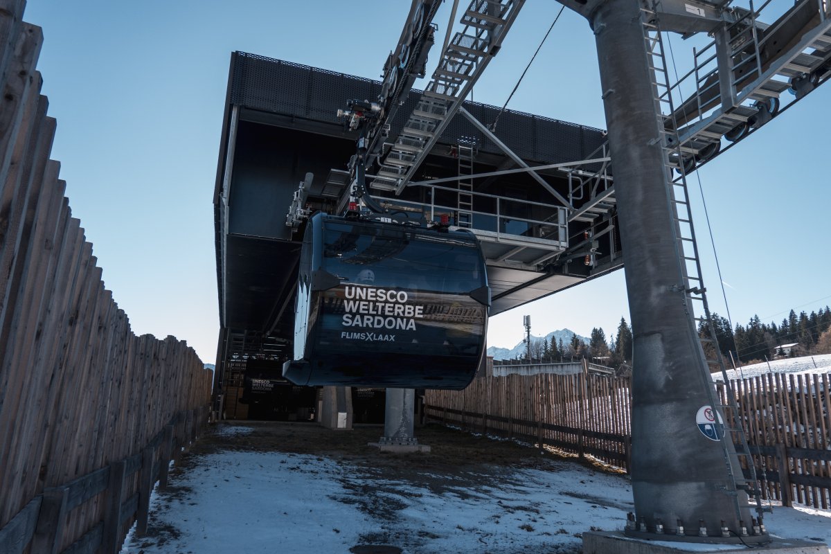 Talstation der Kabinenbahn Flims-Foppa, Dezember 2025