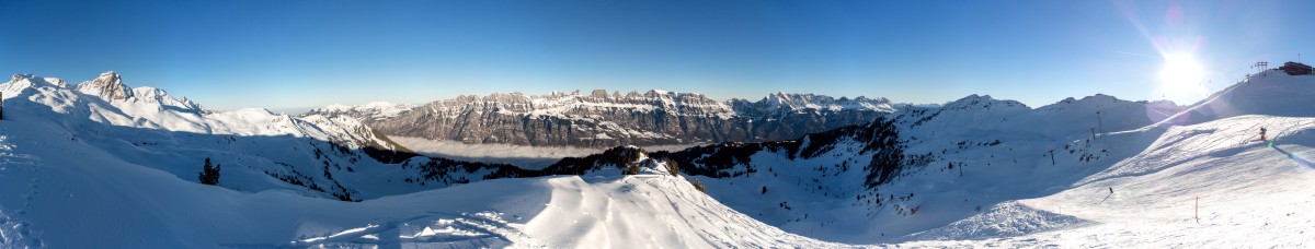 Panorama vom Maschgenkamm auf die Churfirsten, Dezember 2017