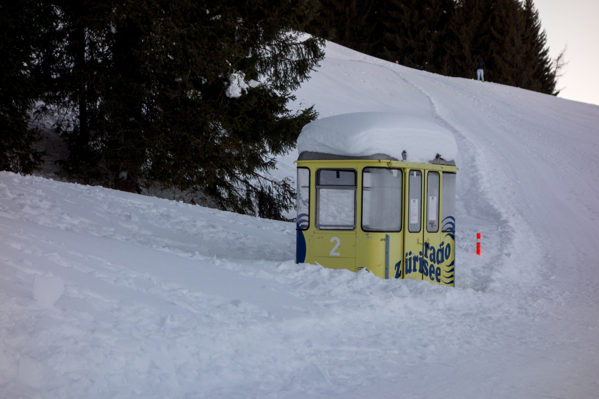 Ehemalige Kabine der Luftseilbahn Adliswil-Felsenegg, Dezember 2017