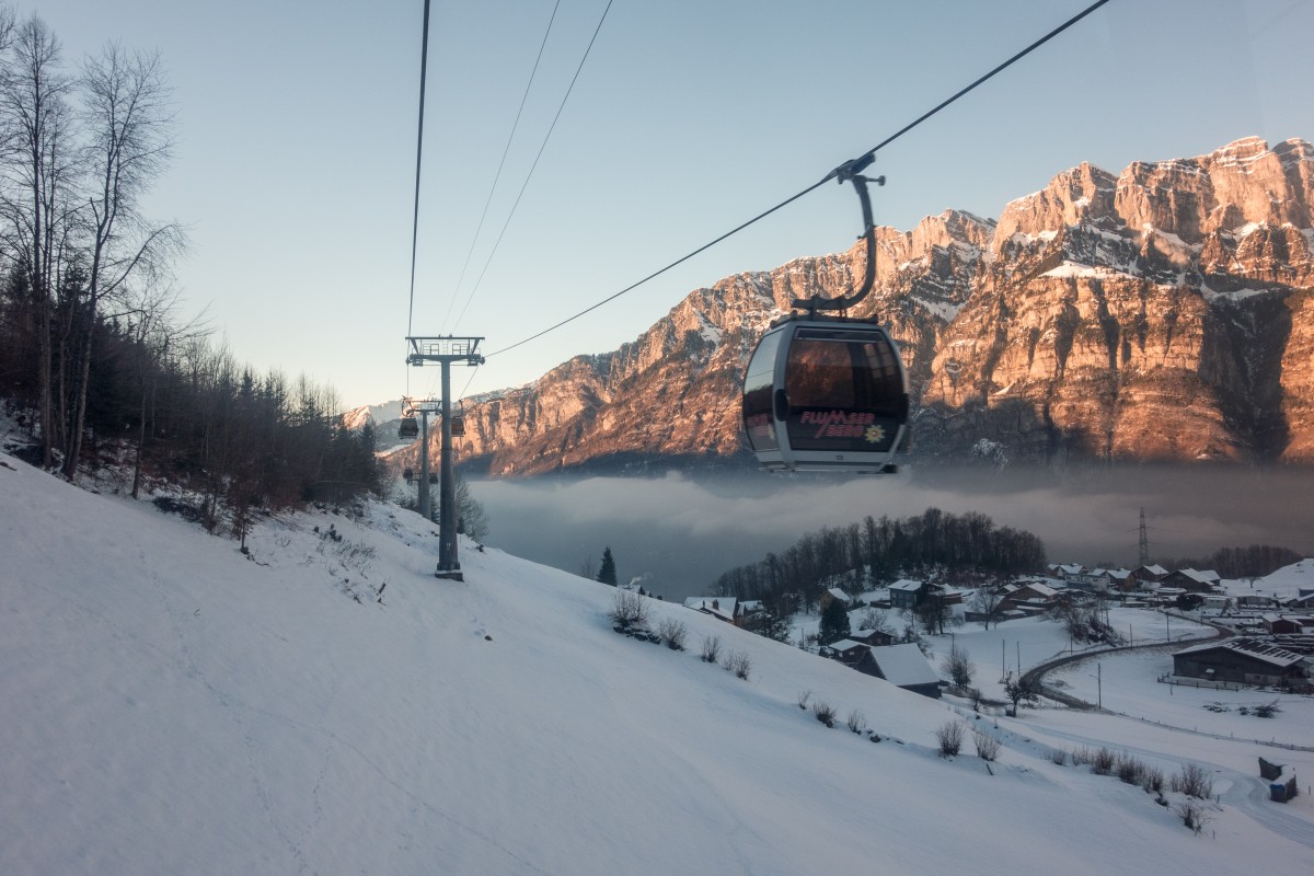 Kabinenbahn Oberterzen-Tannenbodenalp, Dezember 2017