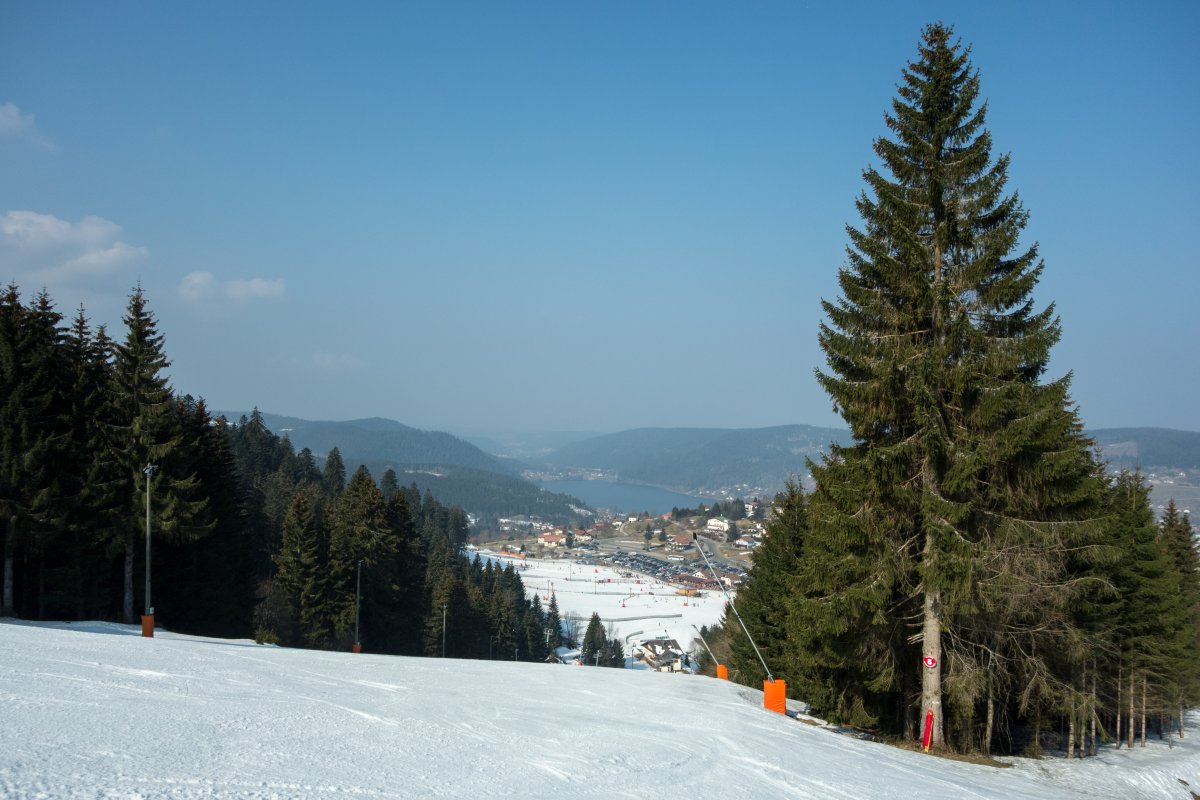 Standardabfahrt am Grand Haut mit Blick auf Gérardmer