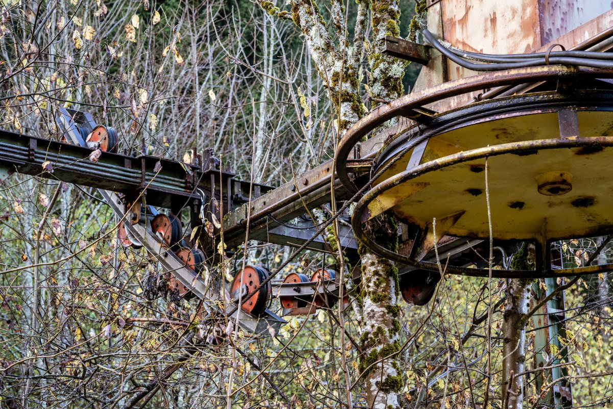 Stillgelegter Schlepplift am Tête du Costet in Gérardmer, November 2021
