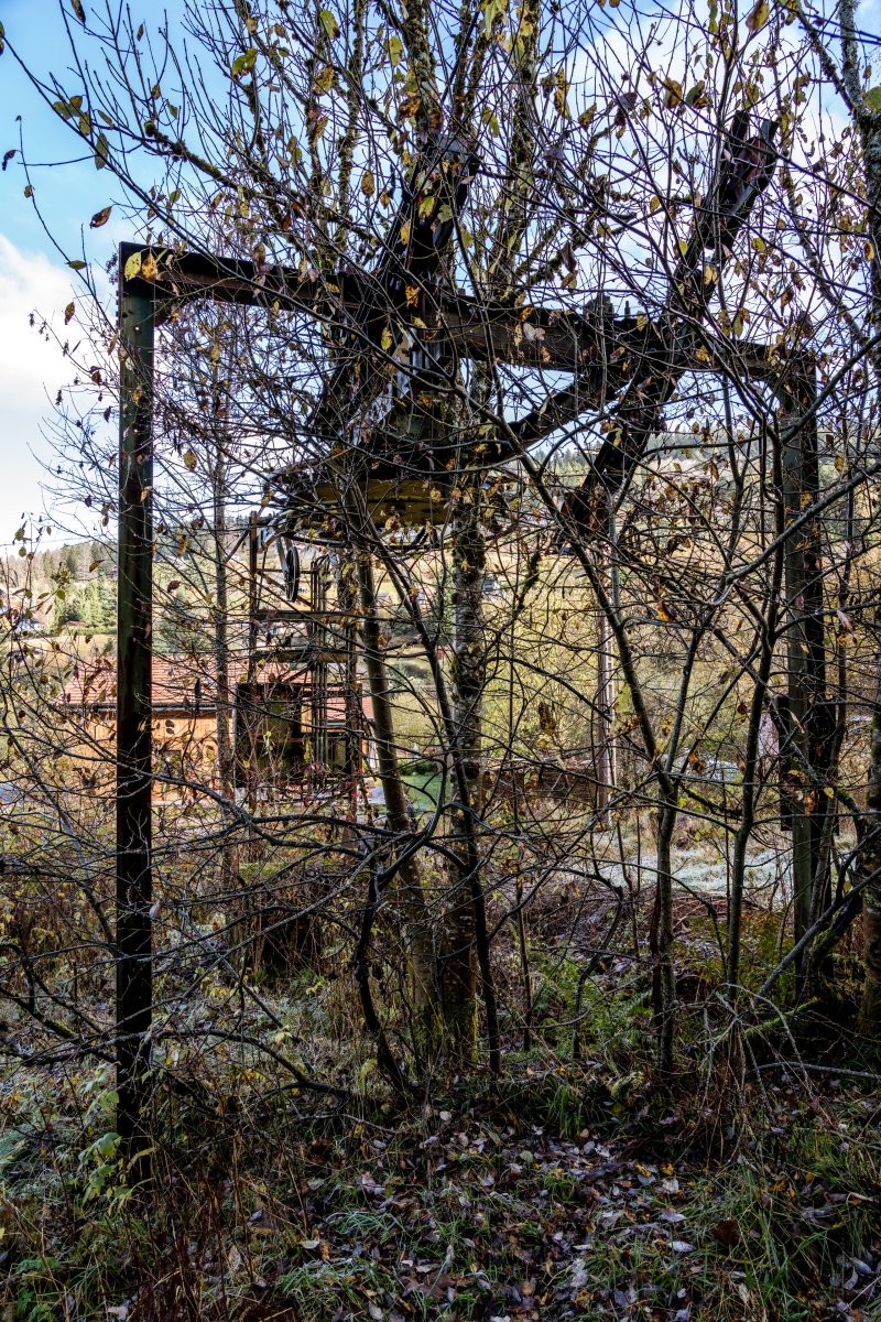 Stillgelegter Schlepplift am Tête du Costet in Gérardmer, November 2021