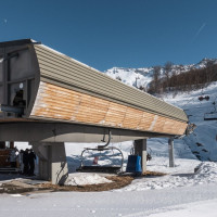 Talstation der Sesselbahn Soleil Rouge, Februar 2025