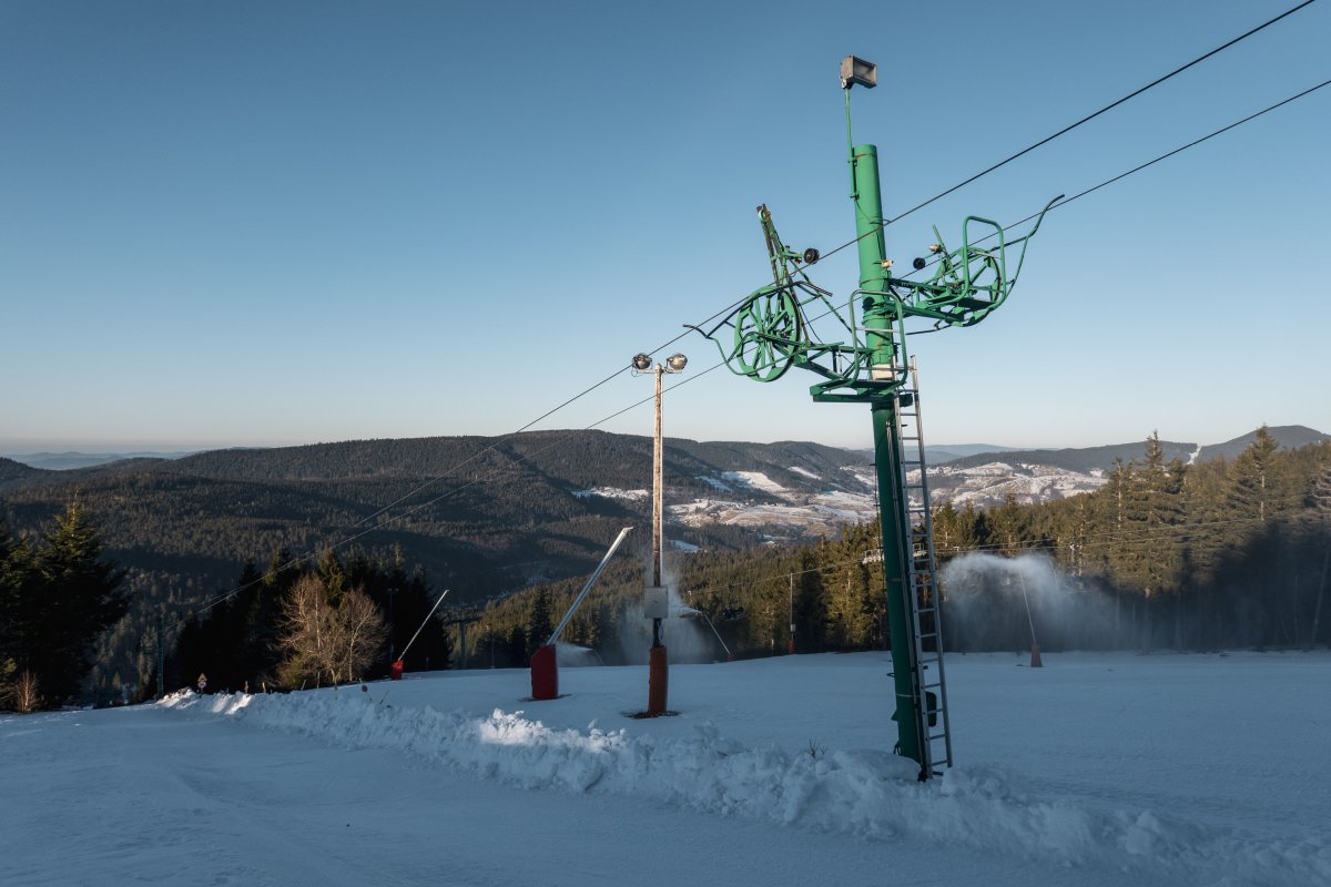 Schlepplift Montjoie im Sonnenuntergang