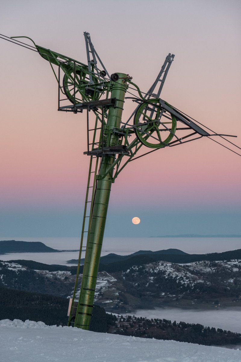 Vollmondskifahren im Skigebiet Le Gaschney in den Vogesen