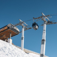 Bergstation der Kabinenbahn Saulire 1, Februar 2025
