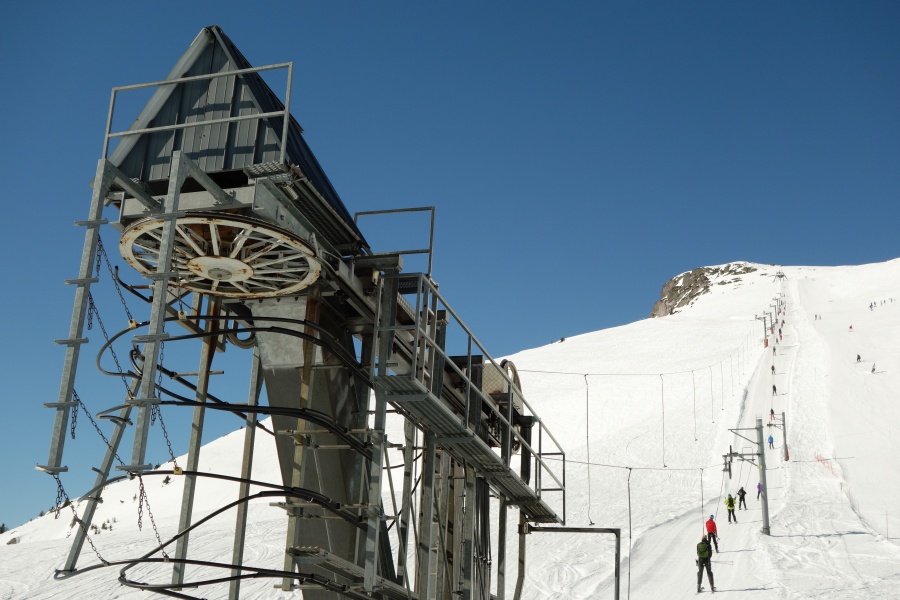Talstation des Schlepplifts Aiguillette, März 2014