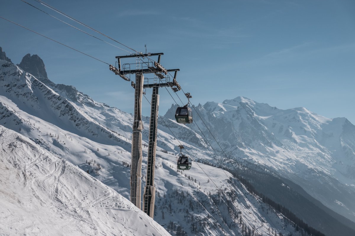 Kabinenbahn Le Tour - Charamillon mit Mont Blanc