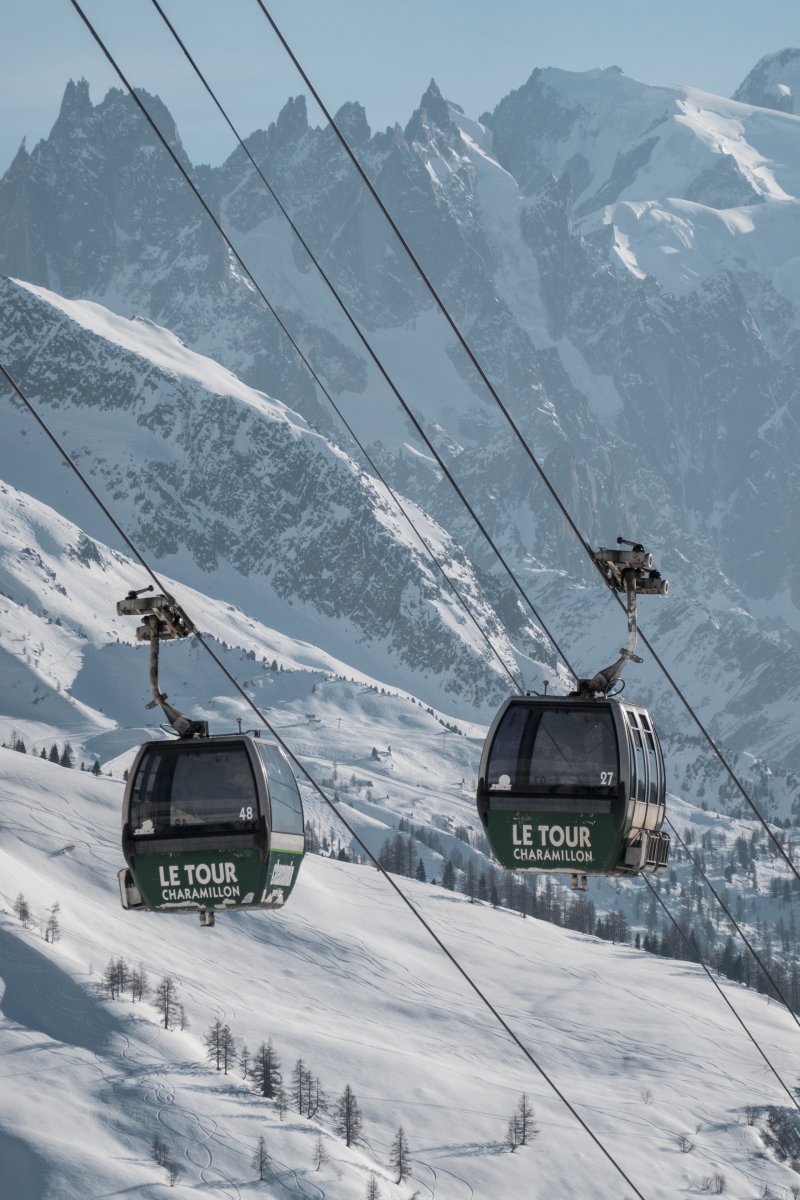 Kabinendetails vor dem Skigebiet Argentière - Grands Montets