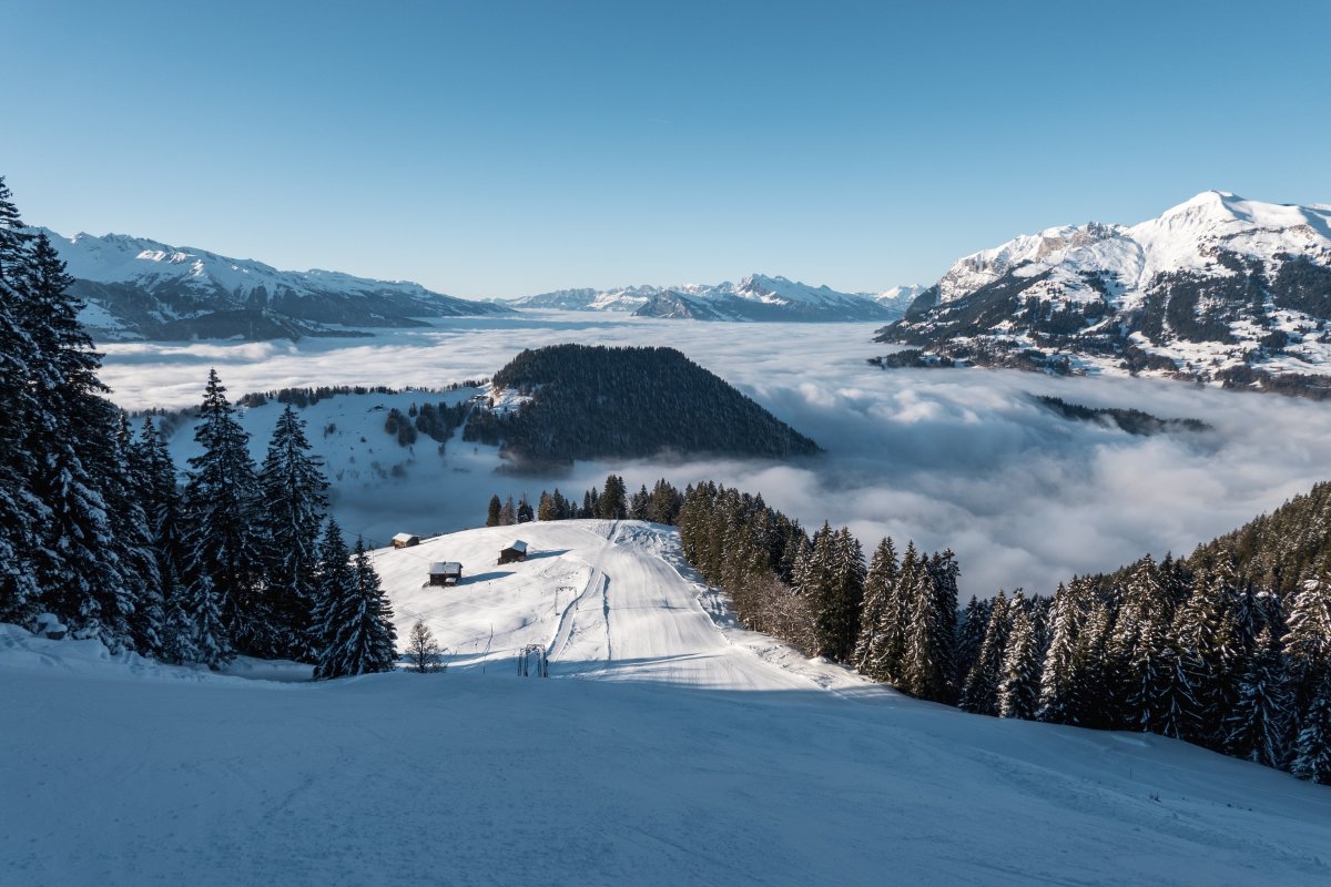 Abfahrt am Schlepplift Vacca, Januar 2024