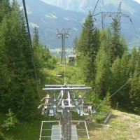 Kurve der Luftseilbahn Gsteig-Sanetsch, Juli 2006