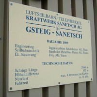 Technische Daten der Luftseilbahn Gsteig-Sanetsch, Juli 2006
