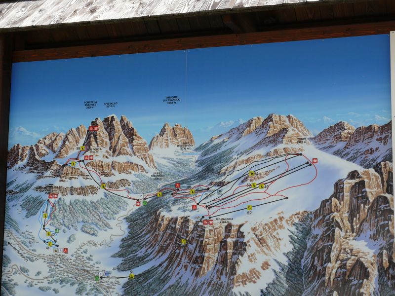 Pistenplan des Skigebiets Cristallo-Faloria, August 2007