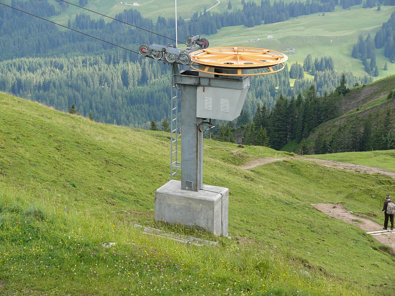 Ja, es ist tatsächlich eine Bergstation, die man hier sieht. Genau genommen ist es diejenige des Verbindungsliftes auf dem Kronberg, das Seil läuft ab dem letzten masten leicht abschüssig, Juli 2008