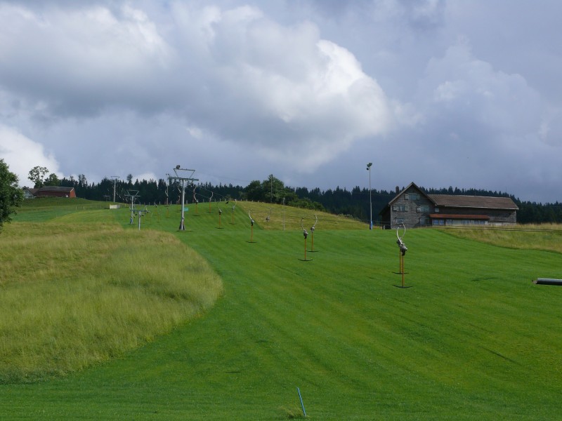 Etwas ausserhalb vom eigentlichen Skigebiet gibt es noch den Schlepplift Bömmeli-Lauftegg, Juli 2008