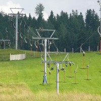 Schlepplift Bömmeli-Lauftegg. Er bietet auch Grasski an, Juli 2008