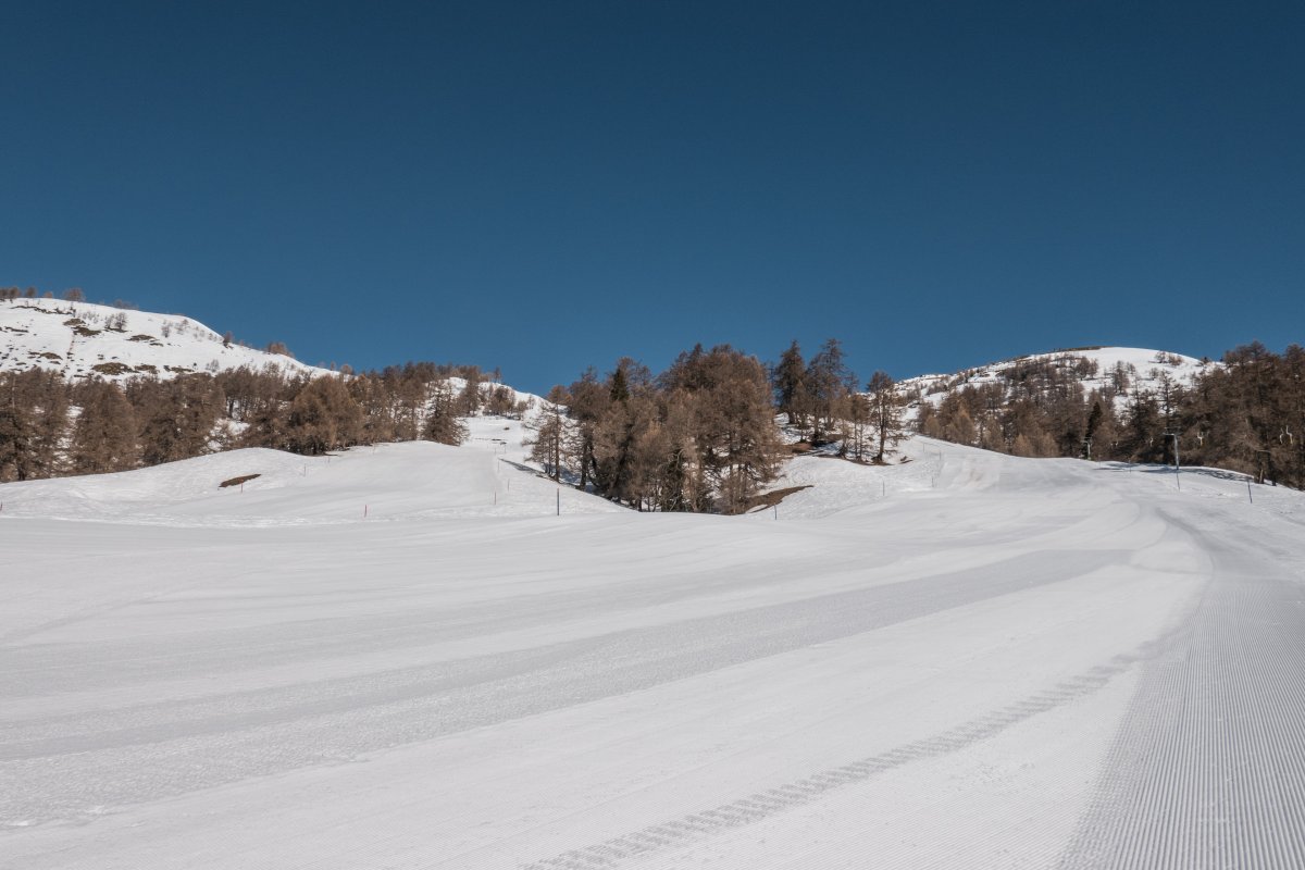 Abfahrt am Schlepplift Moosig Boden-Feselalp, März 2022