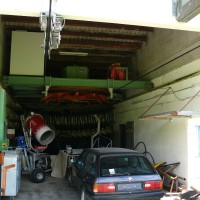 Blick in die Talstation des Schlepplifts Rietbach-Wolzenalp. Hier befindet sich der fahbare Antrieb, Juli 2008