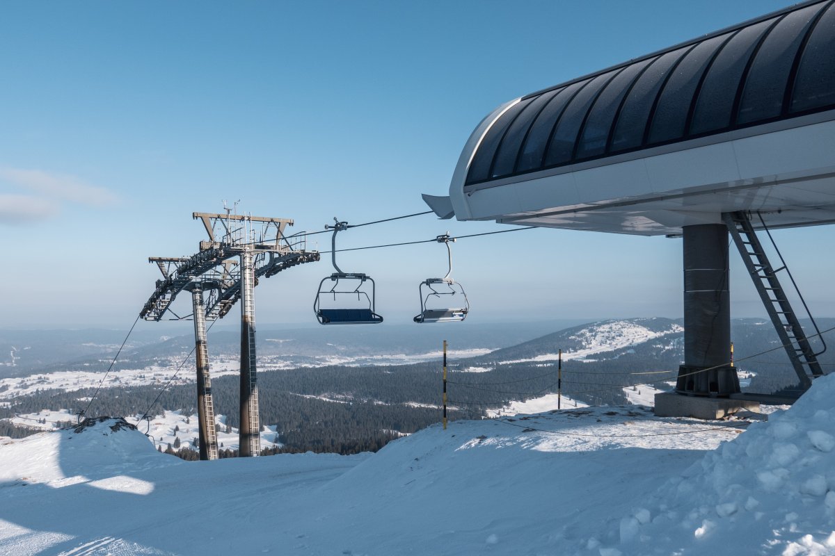 Bergstation der Sesselbahn Les Dappes-La Dôle, Februar 2023